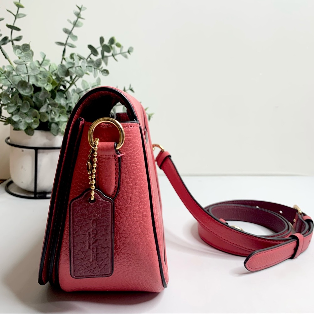 Coach Saddle Bag With Horse And Carriage Crossbody Bag Gold/Poppy/Vintage Mauve - Picture 6 of 14